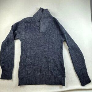 Relwen Sweater Mens Large Blue Gray Old Salt Shawl Wool Collar Pullover Knit